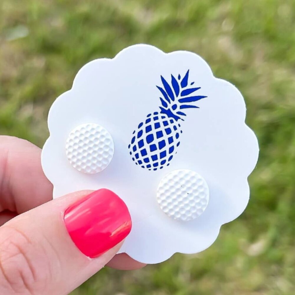 Prep Obsessed - Golf Ball Signature Enamel Stud Earrings